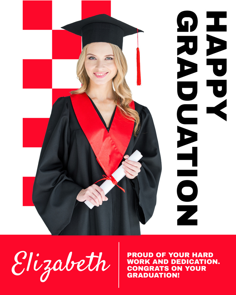 Proud Female Graduate with Diploma Instagram Post Vertical Šablona návrhu