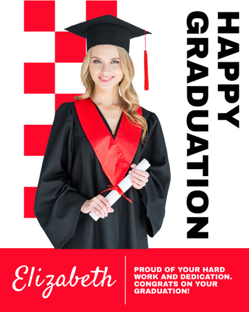 Proud Female Graduate with Diploma Instagram Post Vertical Design Template