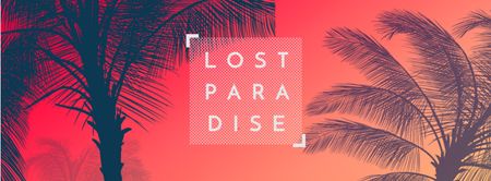 Предложение летней поездки: пальмы в красном цвете Facebook cover – шаблон для дизайна
