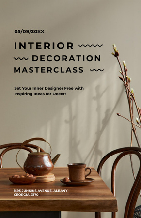 Interior Decoration Masterclass Announcement with Stylish Table Invitation 5.5x8.5in – шаблон для дизайну