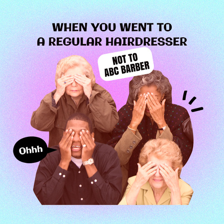 Plantilla de diseño de broma acerca de visitar peluquería Instagram 
