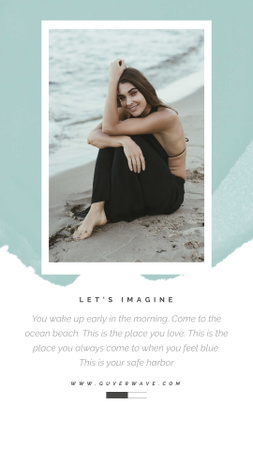 Girl Resting on Sandy Beach Instagram Video Story Design Template