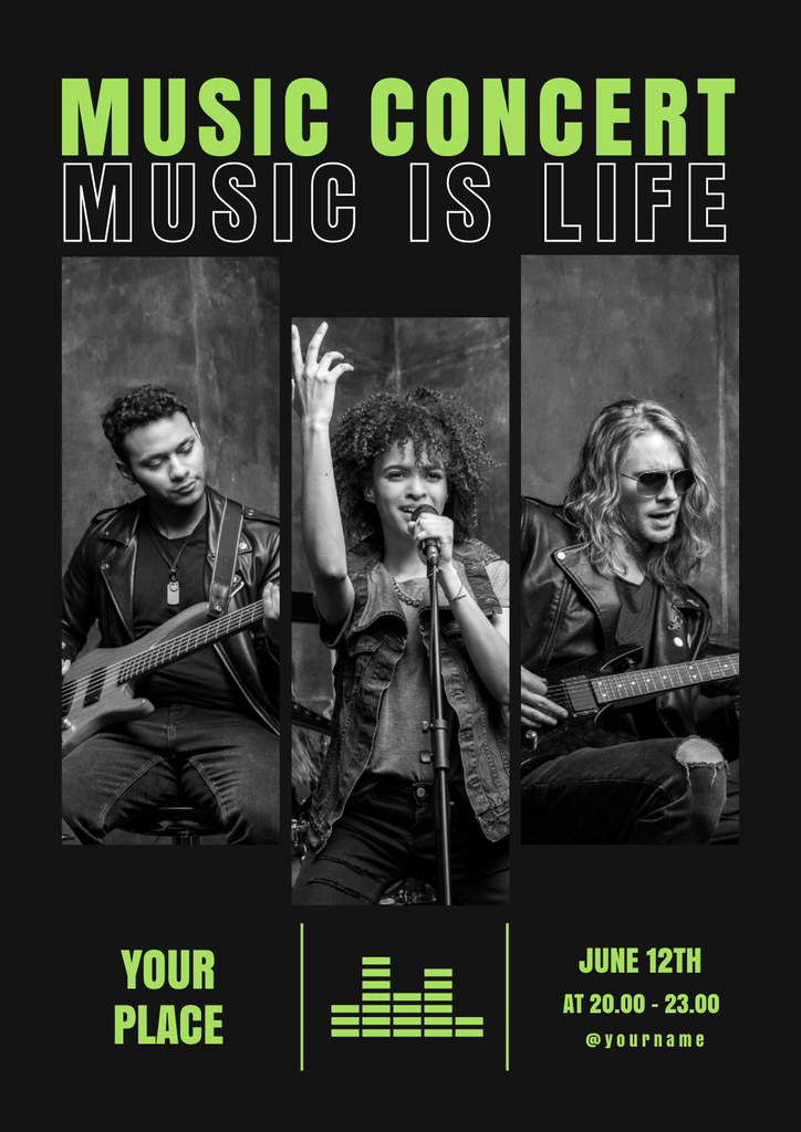 Stylish Music Concert With Band Announcement Poster tervezősablon