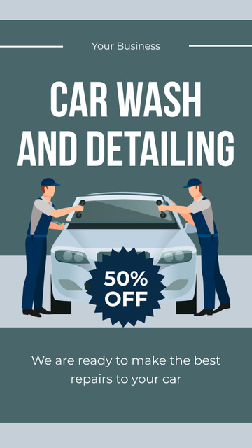 Car Wash and Detailing Service Offer Instagram Story Design Template