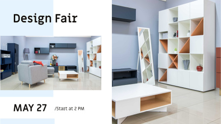 Design Fair Announcement with Modern Interior FB event cover Design Template