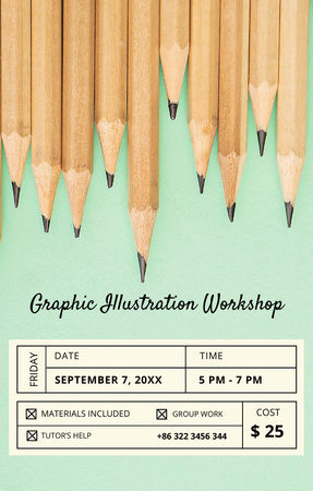 Drawing Workshop with Graphite Pencils Image Invitation 4.6x7.2in Modelo de Design