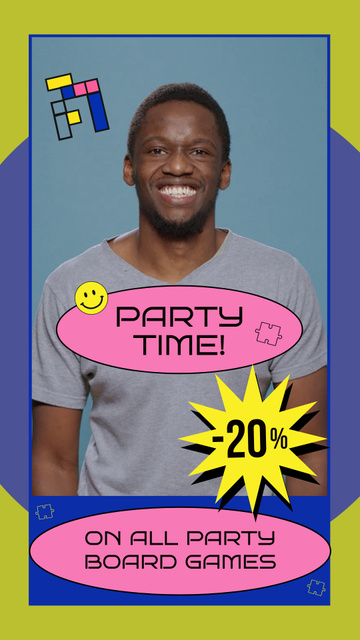 Plantilla de diseño de Discount For Party Board Games With Emoji Instagram Video Story 