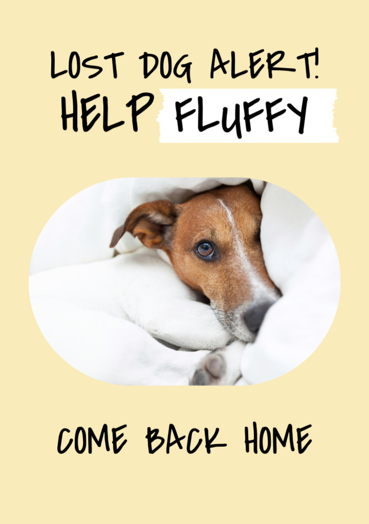 Announcement about Missing Adorable Dog Flyer A5 Design Template