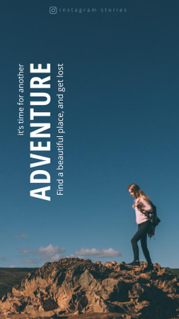 Designvorlage Adventure Inspiration with Woman Wandering für Instagram Story