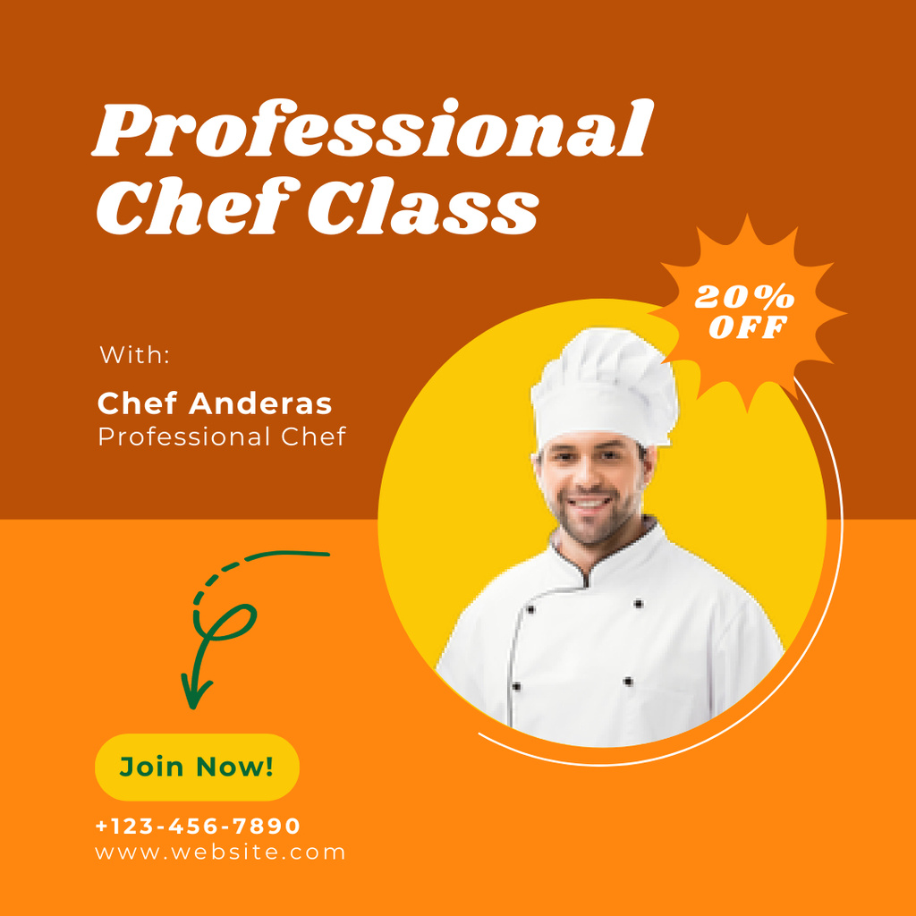 Top-notch Cooking Classes Ad At Discounted Rates Instagram Design Template