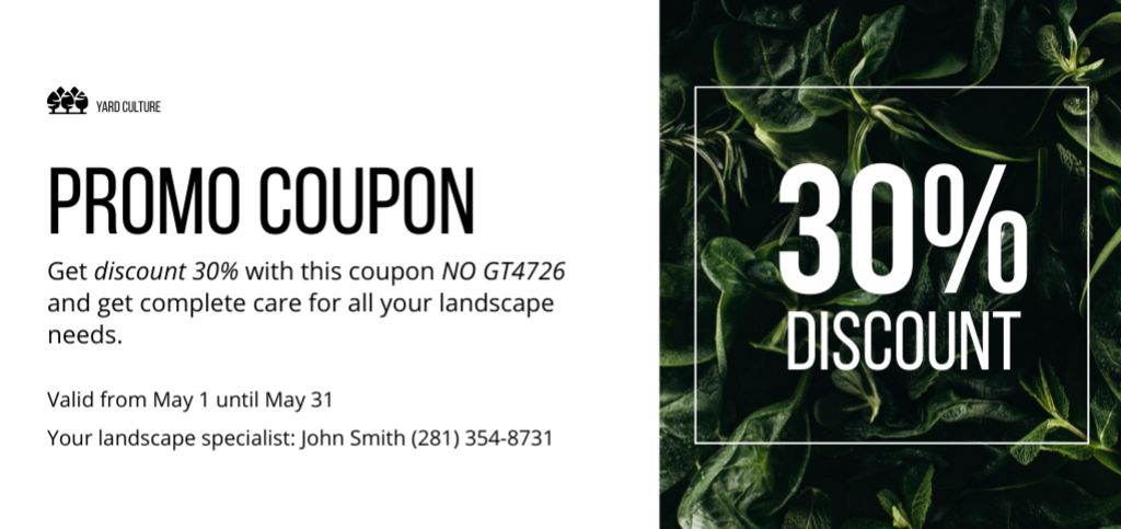 Big Discount Offer on Caring Landscape Tools Coupon Din Large Πρότυπο σχεδίασης