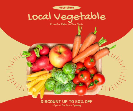 Designvorlage Offer Discounts on Local Fresh Vegetables für Facebook
