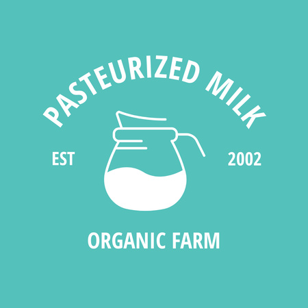 Advertisement for Pasteurized Milk from an Organic Farm Logo – шаблон для дизайна
