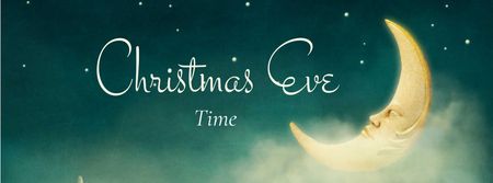 Christmas Eve with Sleeping Moon Facebook cover Design Template