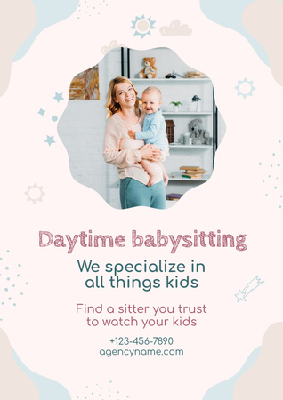 Daytime Childcare Services Offer Poster Modelo de Design