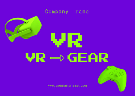 VR Equipment With Glasses And Joystick Sale Offer Postcard 5x7in Design Template