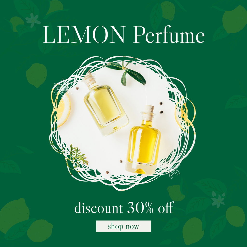 Discount Offer on Perfume with Lemon Scent Instagram Πρότυπο σχεδίασης
