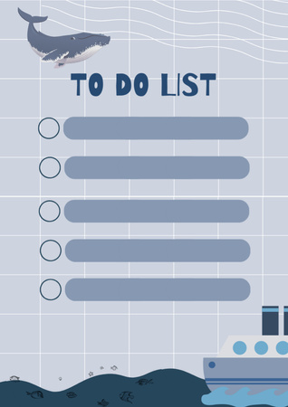 To Do List with Sea Theme Schedule Planner Design Template