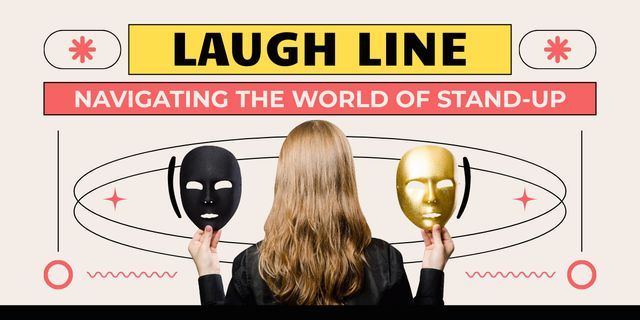 Template di design Stand-up Show Announcement with Woman holding Theatrical Masks Image