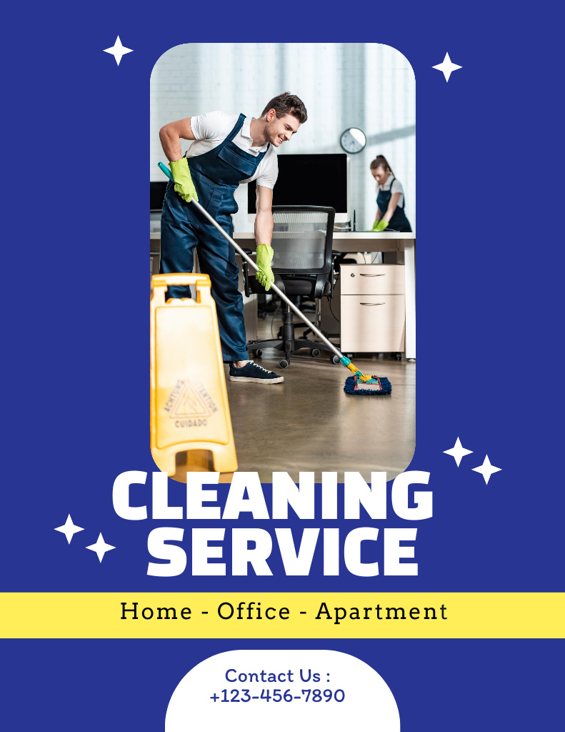 All-inclusive Cleaning Service For Home And Office Poster 8.5x11in Design Template