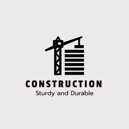 Building Company Ad with Construction Crane Logo Design Template
