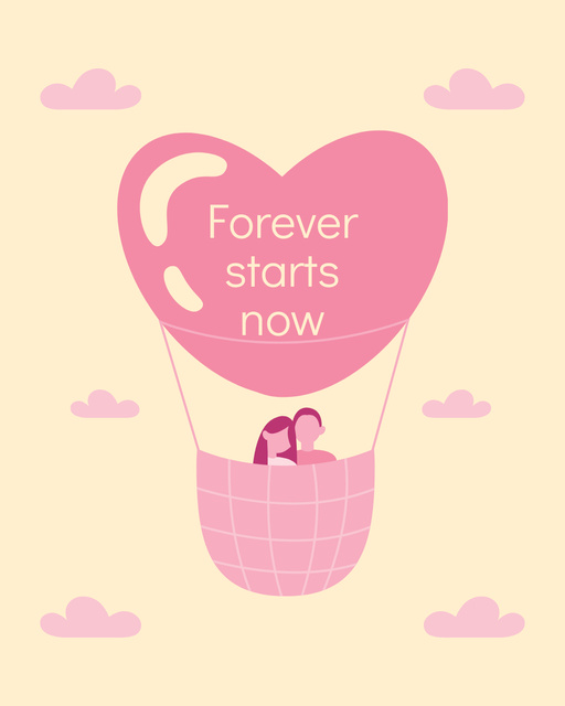 Plantilla de diseño de Love Quote with Couple on Air Balloon Instagram Post Vertical 