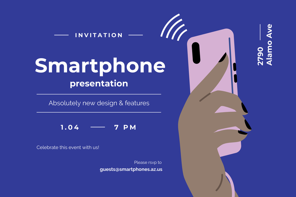 Ontwerpsjabloon van Poster 24x36in Horizontal van New Smartphone Presentation Event Ad