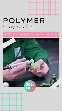 Polymer Clay Crafts And Goods With Discount TikTok Video Design Template