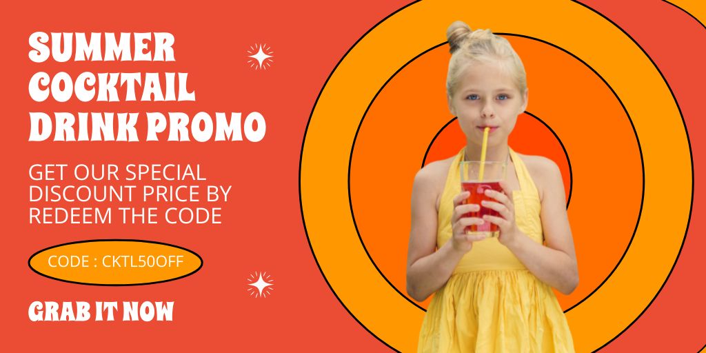 Modèle de visuel Promo Code Offer on Summer Cocktails - Twitter