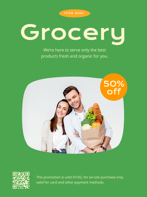 Modèle de visuel Groceries For Families Promotion With Discount - Poster US