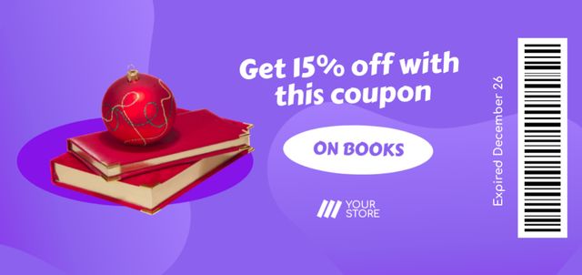 New Year Holiday Discount Offer on Books Coupon Din Large Design Template