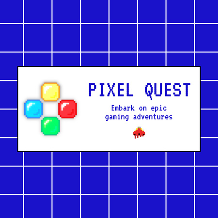 Promoção Nostalgic Pixel Quest In Blue Animated Logo Modelo de Design