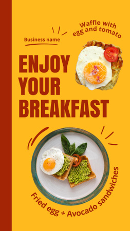 Delicious Eggs and Sandwiches for Breakfast Instagram Story Design Template