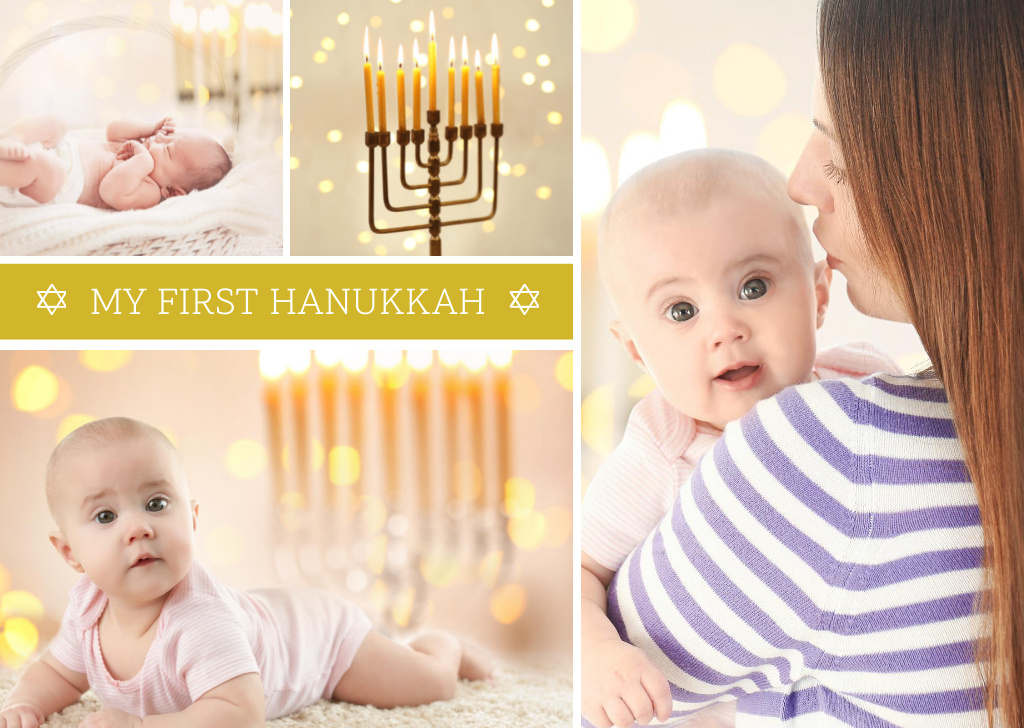 Mother with baby celebrating hanukkah Postcardデザインテンプレート