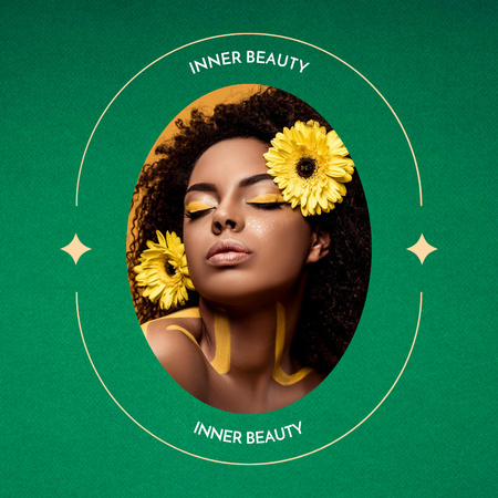 Beauty Trends with Attractive African American Woman Instagram Design Template