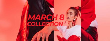 Ontwerpsjabloon van Facebook cover van Fashion Collection Offer on March 8