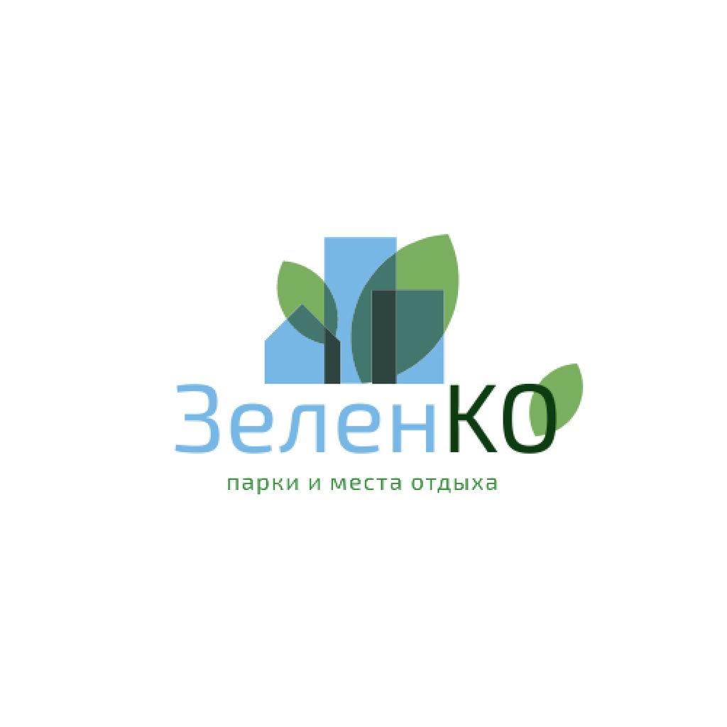 Parks And Recreations Icon with Leaves on Houses Logo – шаблон для дизайна