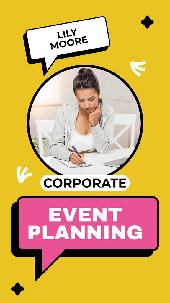 Corporate Event Planning with Female Coordinator Instagram Story Tasarım Şablonu