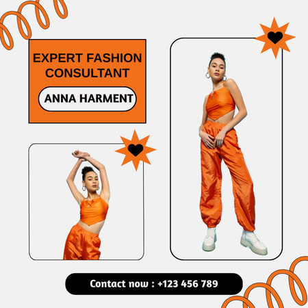 Expert Fashion Consultation Offer on Orange Instagram Design Template