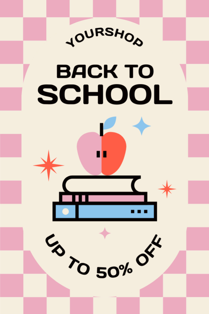Discount on School Items with Books and Apple Tumblr Πρότυπο σχεδίασης