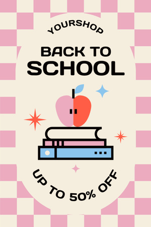 Discount on School Items with Books and Apple Tumblr Design Template