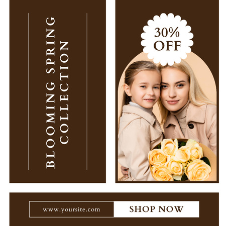 Spring Sale Offer with Woman and Girl Instagram AD Design Template