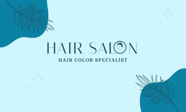 Hair Color Specialist Offer on Blue Business Card 91x55mm – шаблон для дизайна