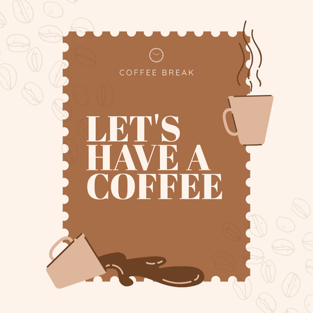 Coffee Shop Promotion With Illustration And Quote Instagramデザインテンプレート