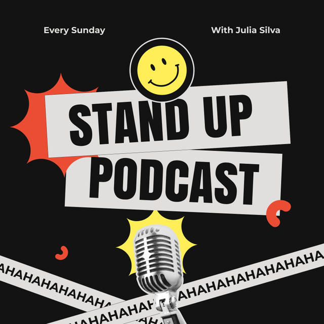 Stand-up Show Announcement in Blog Podcast Coverデザインテンプレート