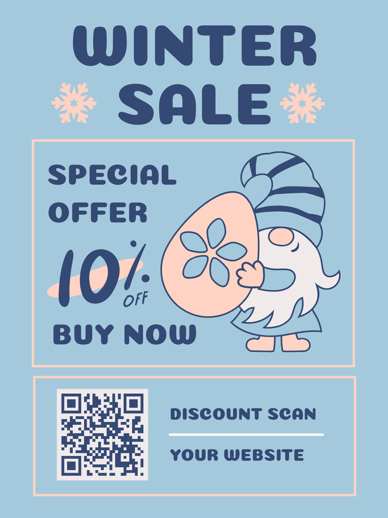 Seasonal Sale Offer with Cute Elf Poster US Design Template