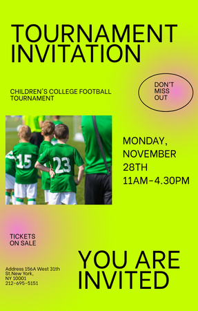 Children's College Football Tournament Announcement Invitation 4.6x7.2in Design Template