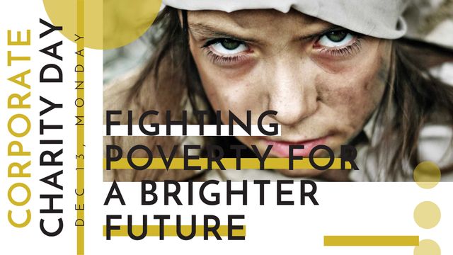 Poverty quote with child on Corporate Charity Day Title Πρότυπο σχεδίασης