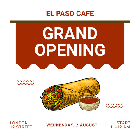 Mexican Cafe Açılış Duyurusu Instagram Tasarım Şablonu