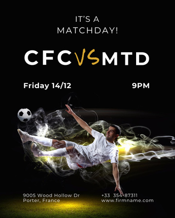 Football Match Announcement with Player Poster 16x20in Design Template